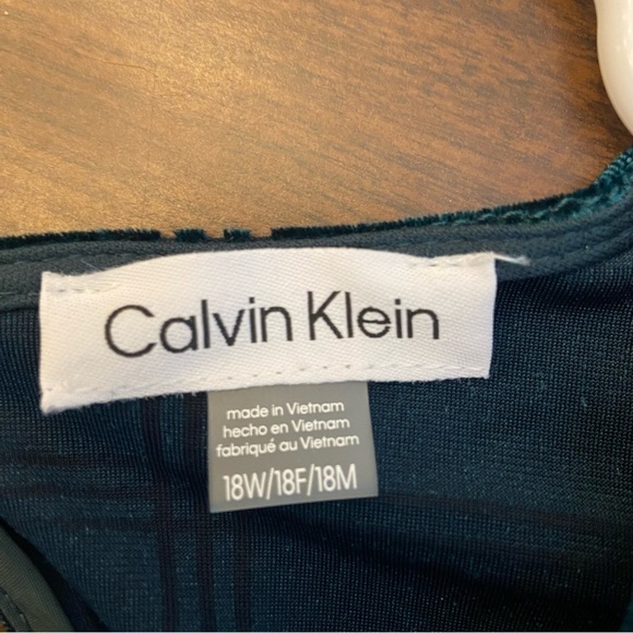 Calvin Klein Velvet Midi Dress with Burnout Plaid Design – Size 18W (NWT) - Picture 6 of 11